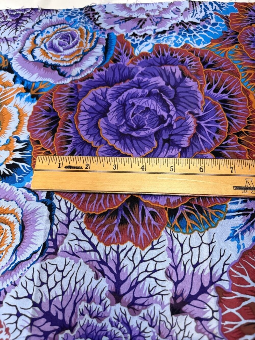 Kaffe Fassett Brassica Rowan Quilting Cotton Fabric 18x42" Purple Orange Floral - Picture 3 of 14